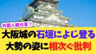 “大阪城の石垣によじ登る大勢の姿”に相次ぐ批判 「ベルサイユ宮殿に登る人はいません」