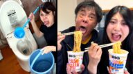 家族にトイレの水で作った料理を食べさせてみた【ドッキリ】母親の復讐