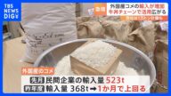 止まらない「国産米」の高騰…外国産のコメの輸入が急増 わずか1か月で 昨年度1年分を上回る|TBS NEWS DIG