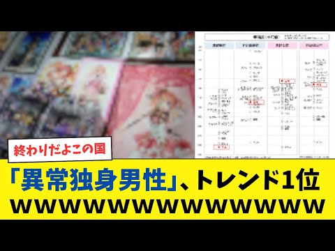 「異常独身男性」、トレンド1位www【2chまとめ】【2chスレ】【5chスレ】